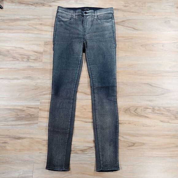 ☔️🔸️J Brand Bronze Metallic "Gold Dust" Stretch Super Skinny Jeans Size 6 - Picture 3 of 12